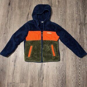 Eddie Bauer Boys Colorblock Sherpa Hooded Full Zip Warm Winter Jacket M (10/12)
